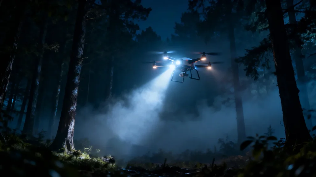 UAV night operation lighting system rescue mission