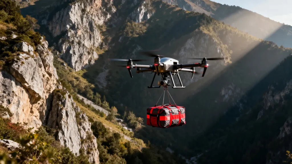 drone payload system used in emergency rescue mission